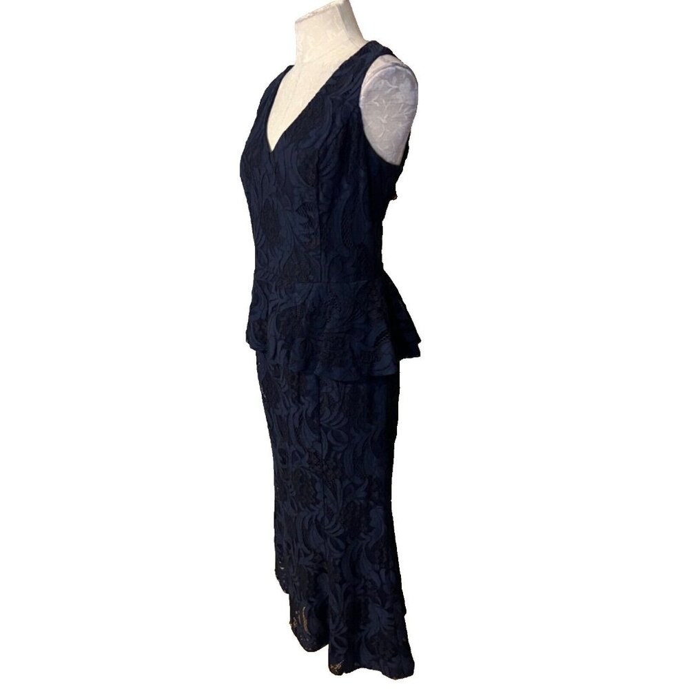Ralph Lauren Long Formal Kynelle Dress 14 Navy Blue Wedding Party Cruise $270 - Picture 6 of 13